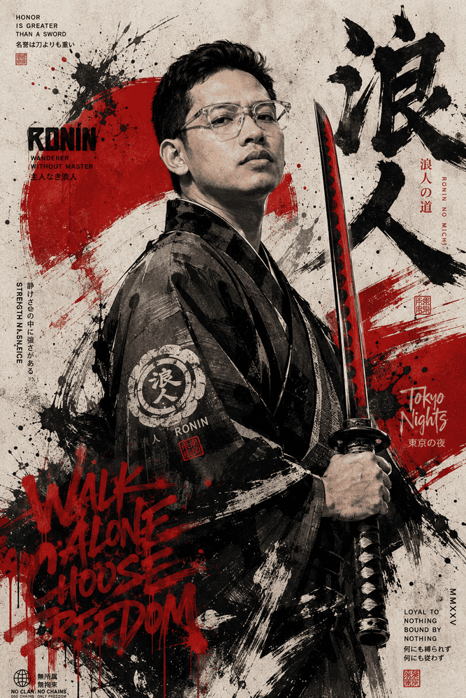 Prompt Poster Ronin Jepang Modern AI
